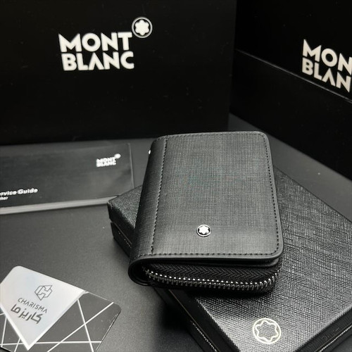 جاکارتی مون بلان مدل آکاردئونی طرح مشکی ساده / MONTBLANC CARDHOLDER MASTER
