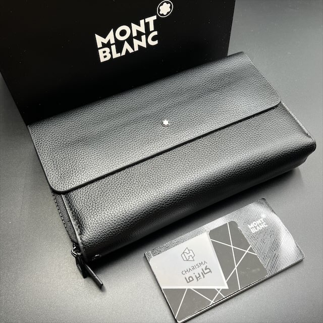 کیف دستی مون بلان مدارکی کتابی دوزیپ چرم فلوتر