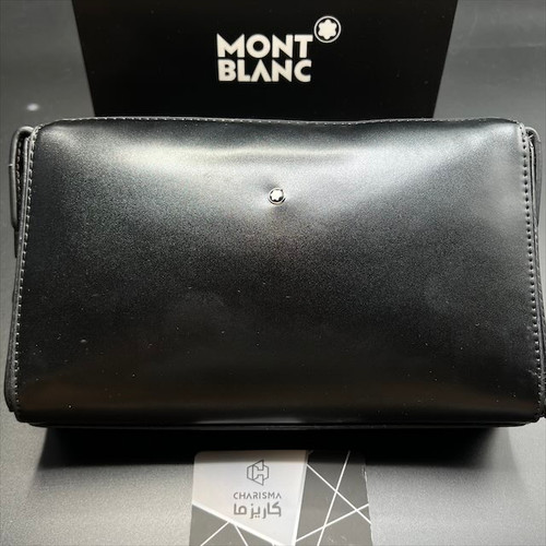 کیف دستی مدارکی مون بلان چرم مشکی ساده مستر وارداتی قفل دار