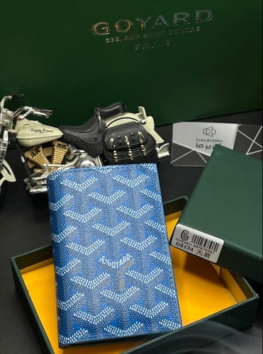 جاکارتی و کیف پول گویارد ( کیف کارت گویارد Goyard ) رنگ آبی آسمانی روشن