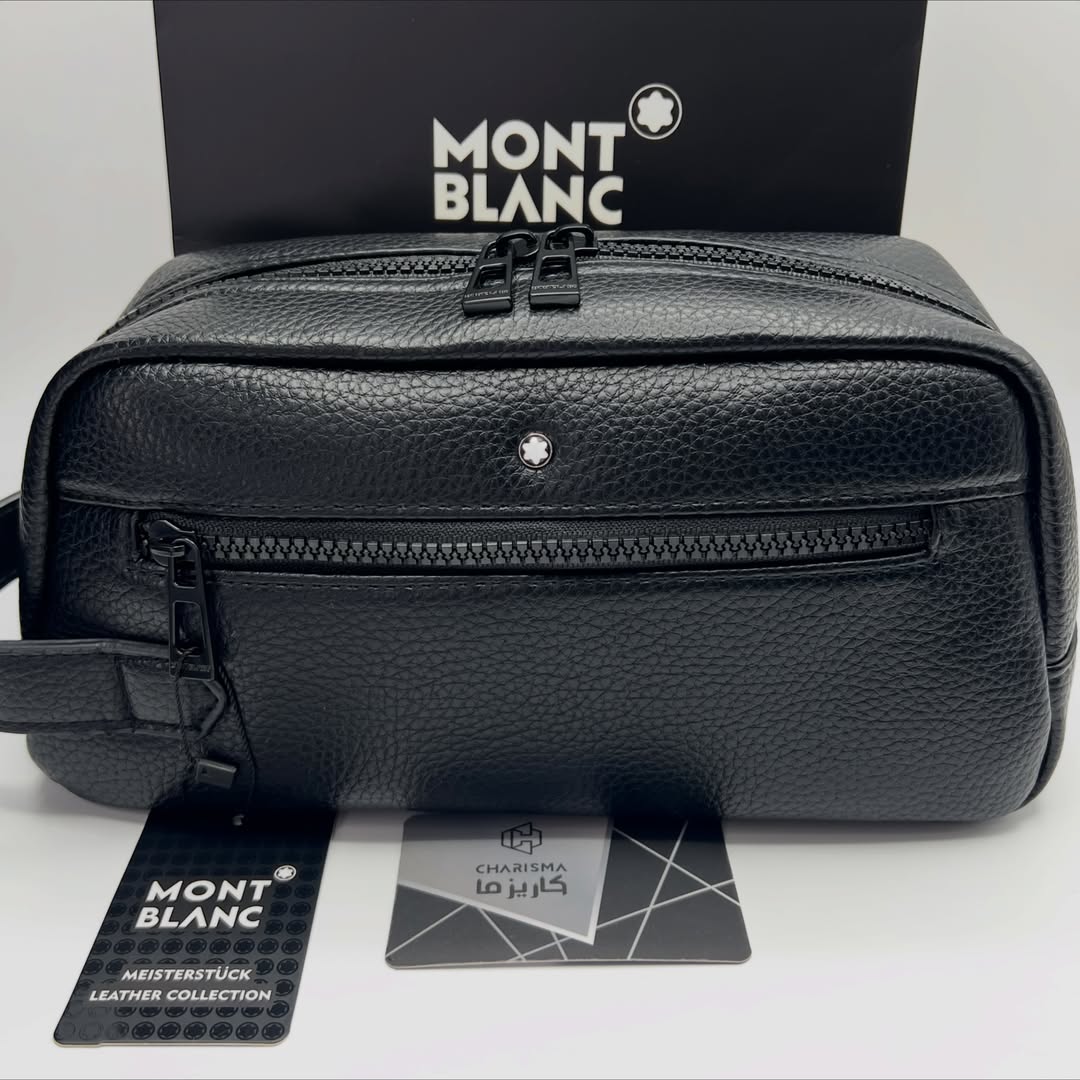 کیف چرم تک زیپ مردانه واش بگ مونبلان طرح چرم متنوع | Montblanc Shoesbag | MONTBLANC WASHBAG